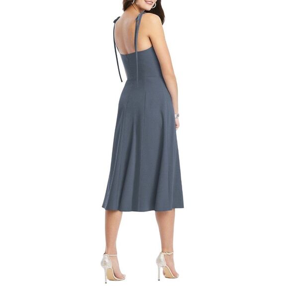 Norstrom Dessy Collections 3069 Midi Bustier Dress Silverstone Gray Size 14 - Picture 2 of 15